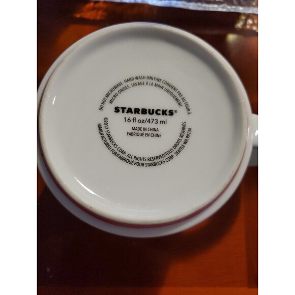 STARBUCKS White & Gold Vertical Logo Red Base Coffee Tea Cocoa Mug  16 oz  2012 - Picture 5 of 5